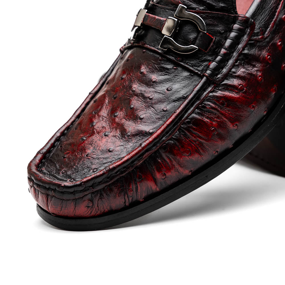 Ferrioni BlackCherry genuine ostrich loafers slip-on Men's dress shoes