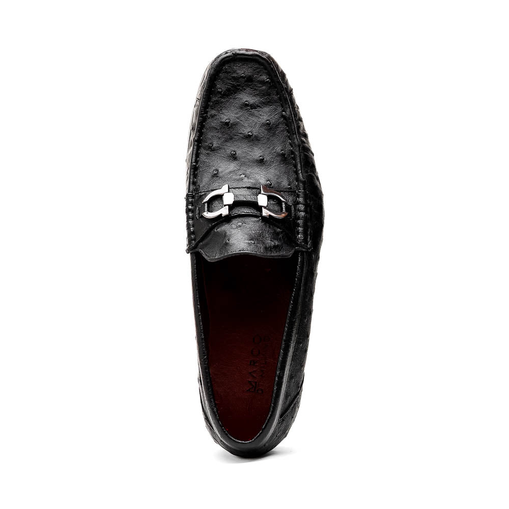 Ferrioni genuine ostrich skin bit loafers men's Milano shoes black