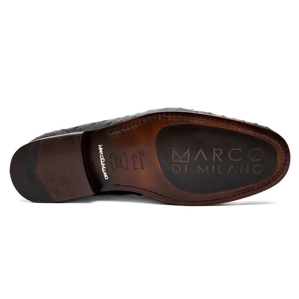 Ferrioni genuine ostrich skin bit loafers men's Milano shoes black