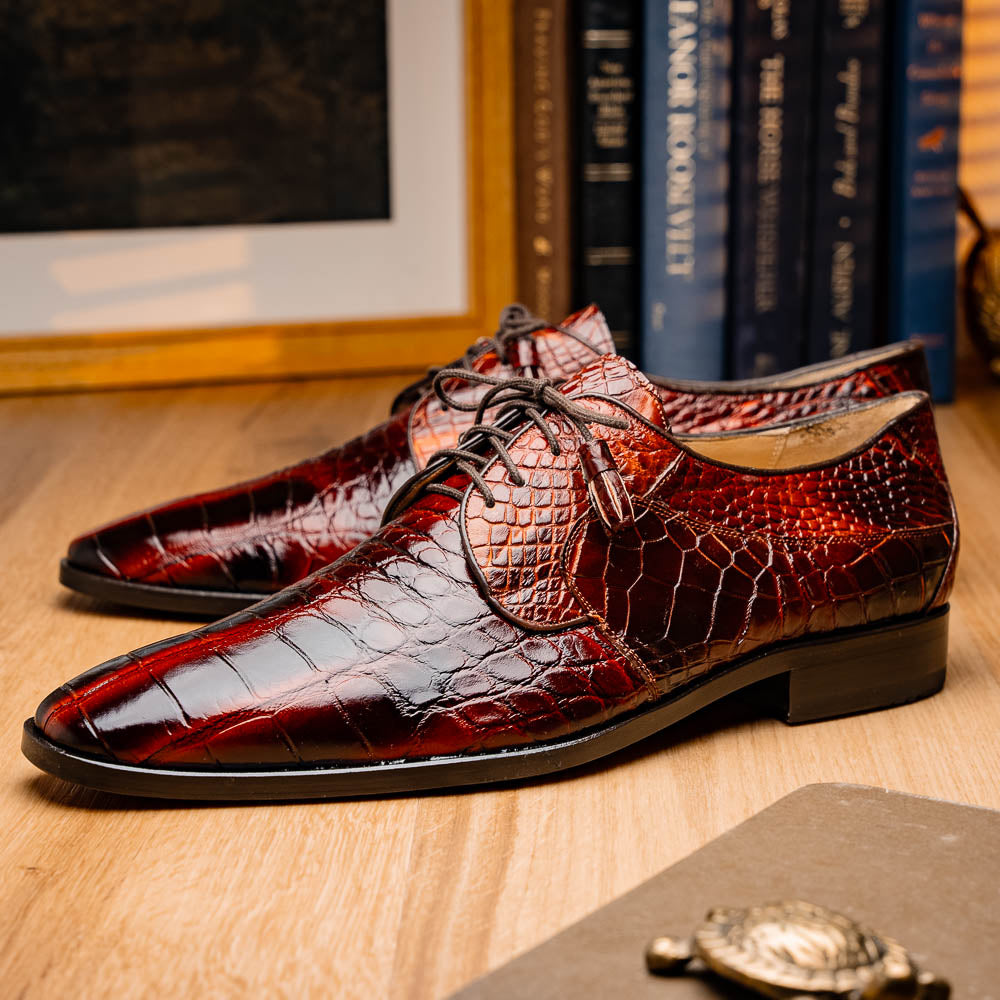 Fitipaldi men's Genuine Alligator hide oxfords shoes dress brown rustic cognac