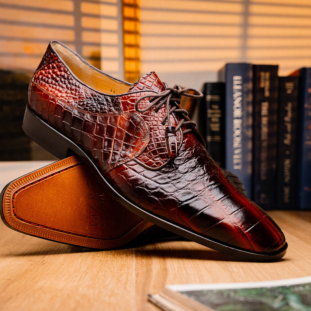 Fitipaldi men's Genuine Alligator hide oxfords shoes dress brown rustic cognac