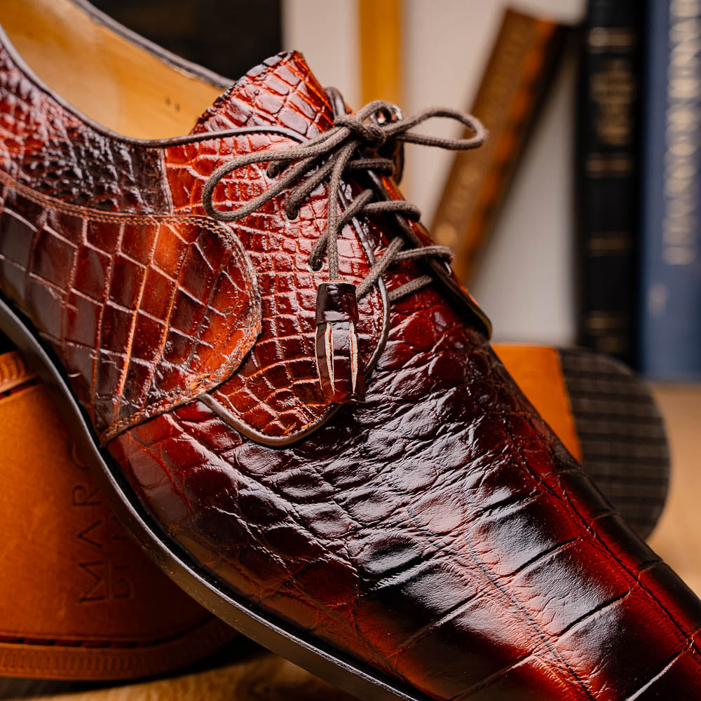 Fitipaldi men's Genuine Alligator hide oxfords shoes dress brown rustic cognac
