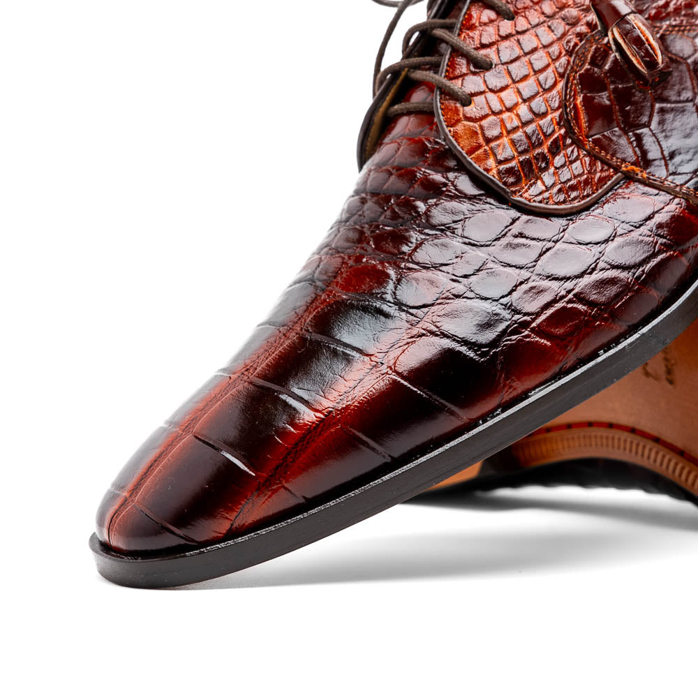 Fitipaldi men's Genuine Alligator hide oxfords shoes dress brown rustic cognac
