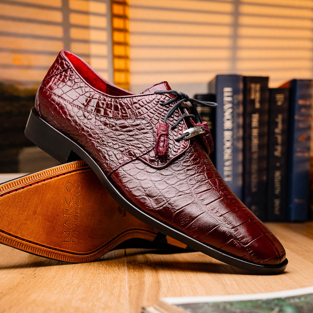 Fitipaldi Wine men's oxfords dress derby shoes genuine alligator