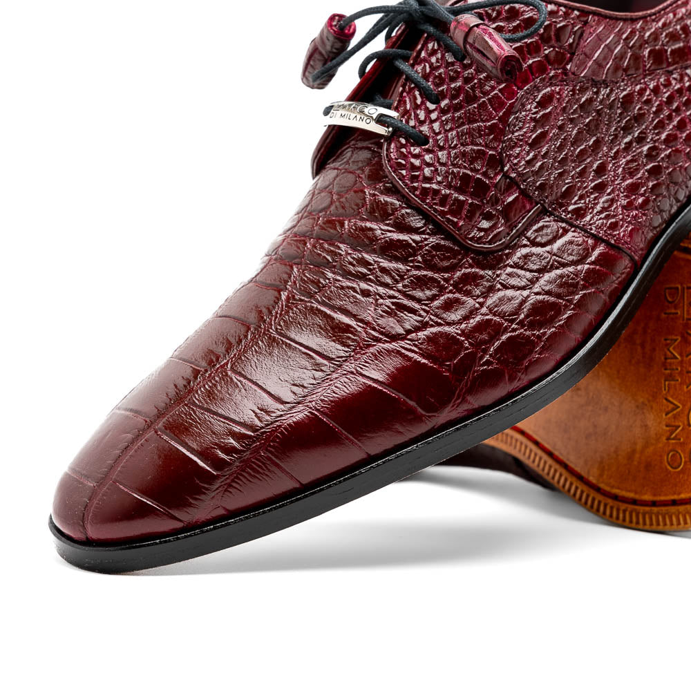 Fitipaldi Wine men's oxfords dress derby shoes genuine alligator