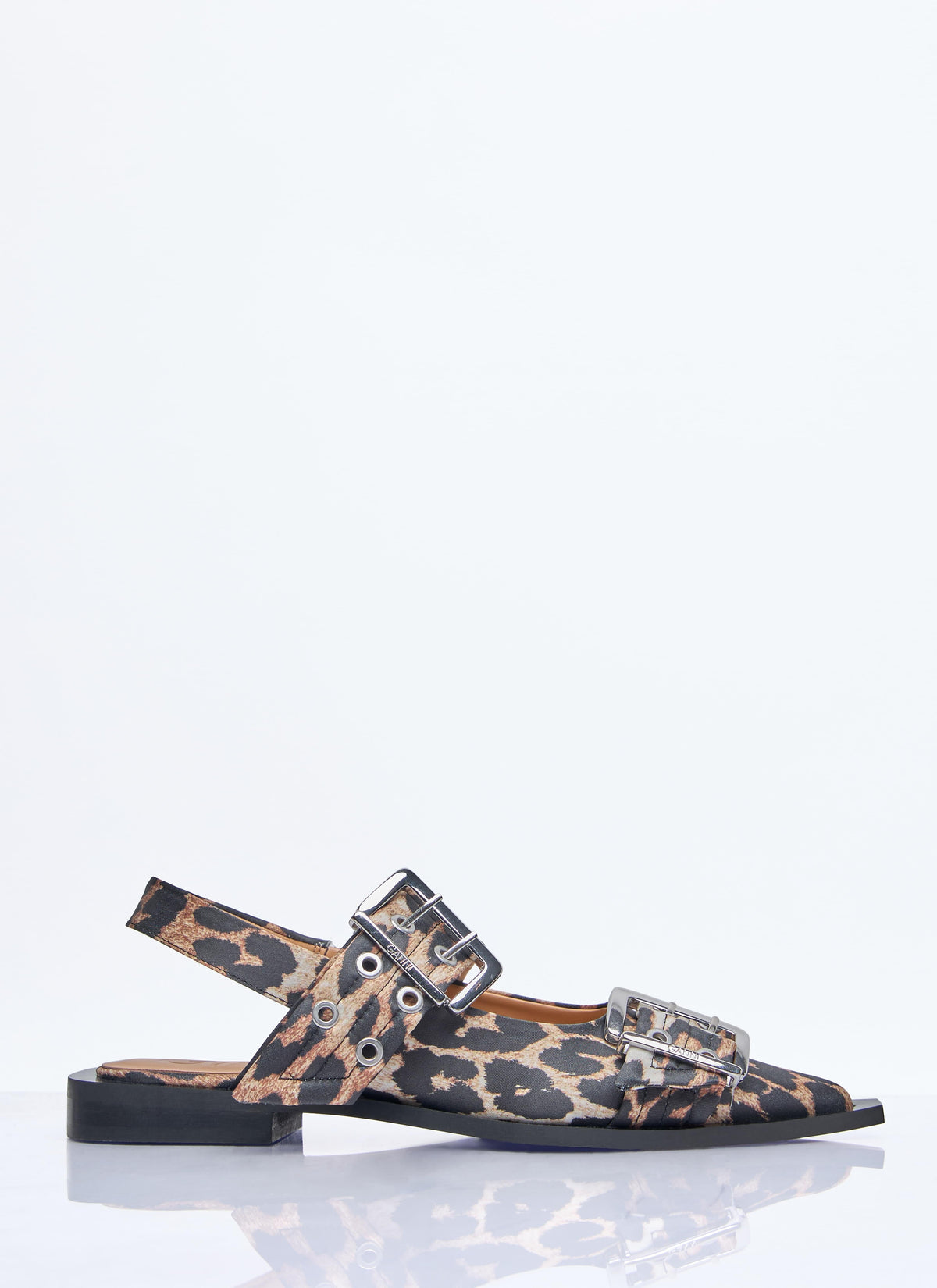 Ganni ladies Feminine Buckle Ballerina Flats Shoes slingbacks leopard cheetah