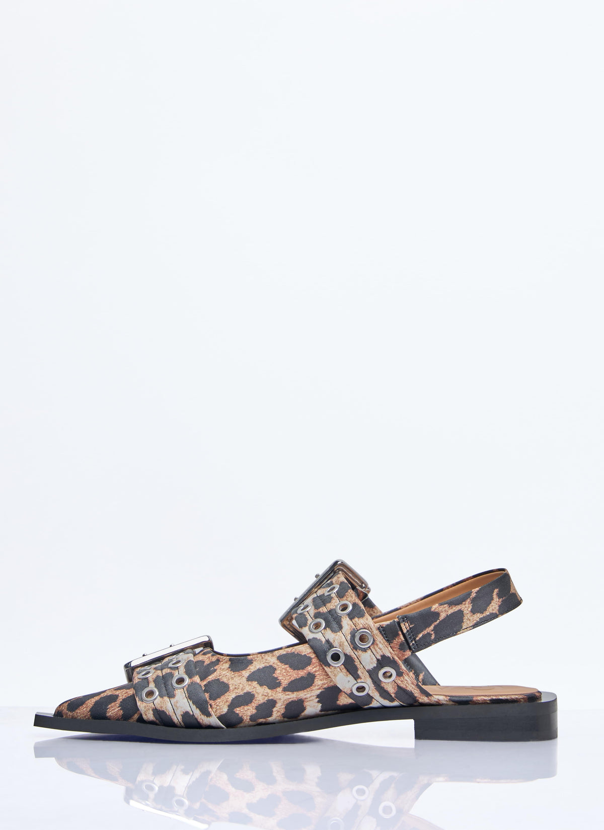 Ganni ladies Feminine Buckle Ballerina Flats Shoes slingbacks leopard cheetah
