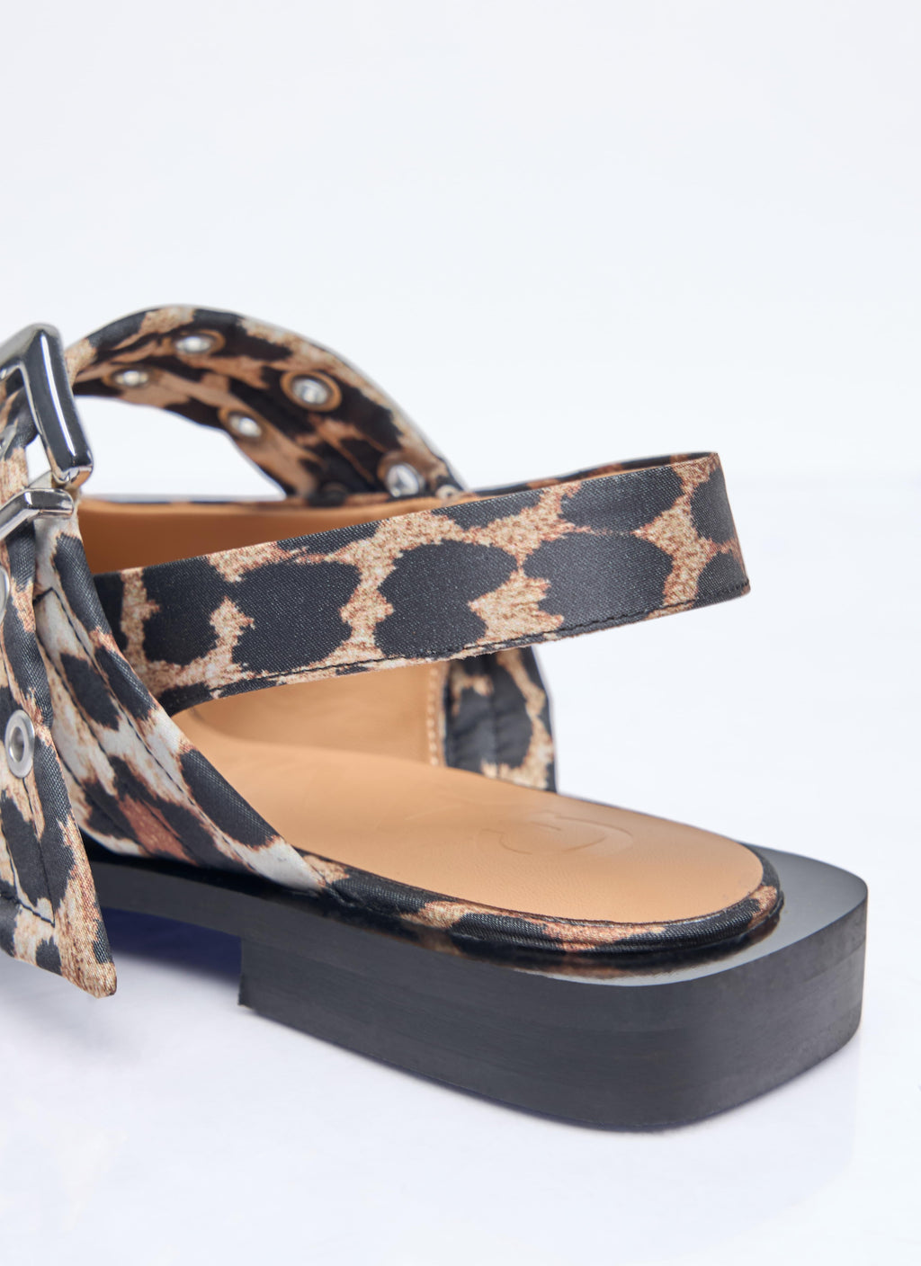 Ganni ladies Feminine Buckle Ballerina Flats Shoes slingbacks leopard cheetah