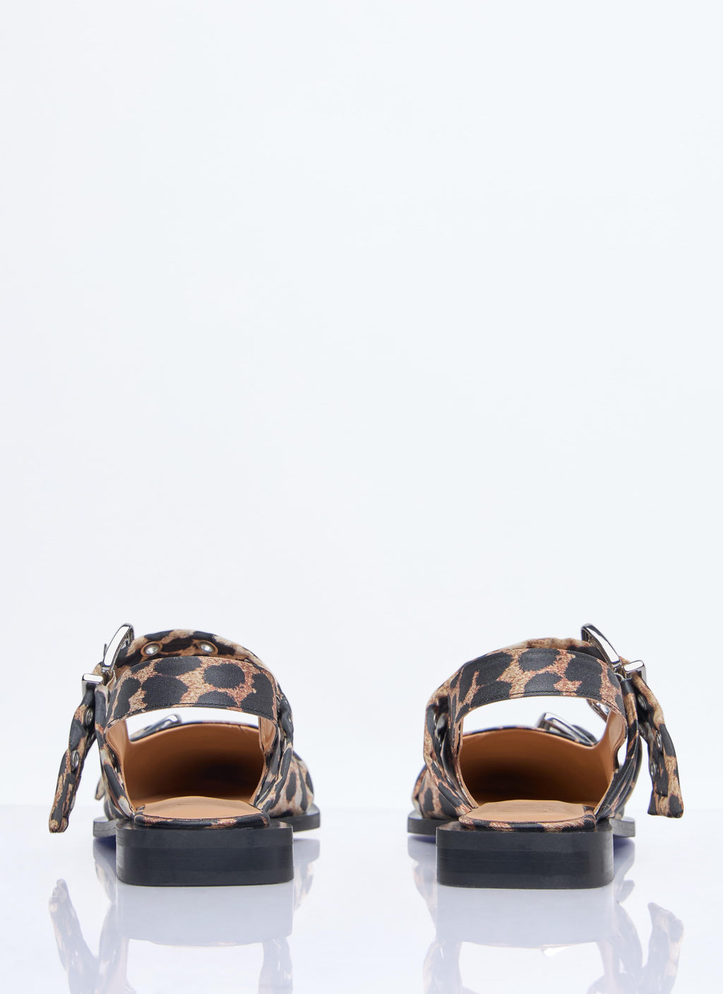 Ganni ladies Feminine Buckle Ballerina Flats Shoes slingbacks leopard cheetah
