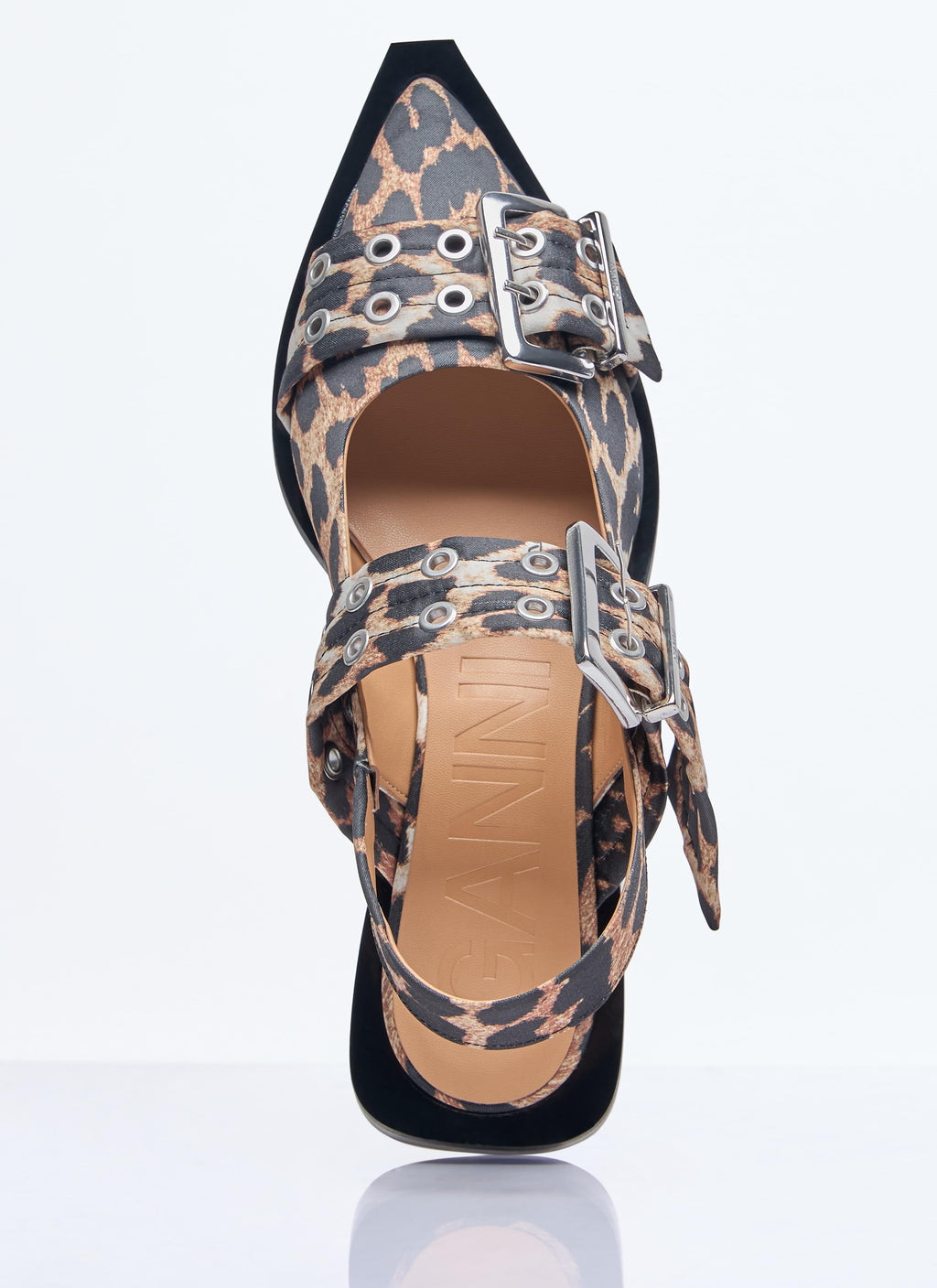 Ganni ladies Feminine Buckle Ballerina Flats Shoes slingbacks leopard cheetah