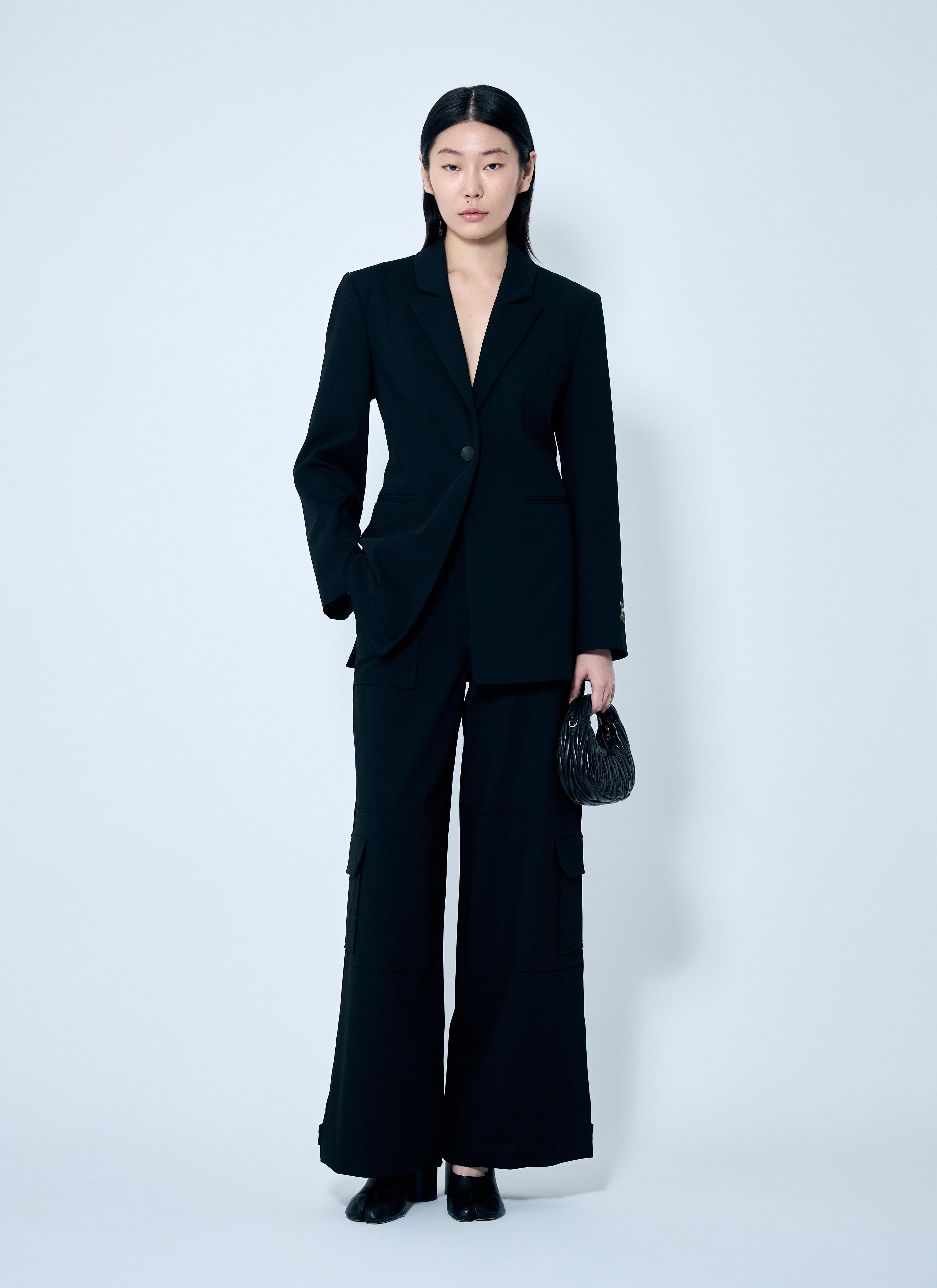 Ganni Ladies Solid Twill Suiting Cargo Pants Slacks Career
