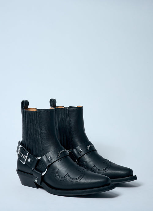 Ganni Ladies Low-Cut Western Chelsea ankle Boots motorcycle