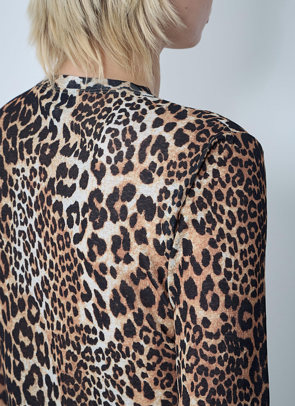 Ganni ladies Mesh Top Leopard Print Shirt brown black animal
