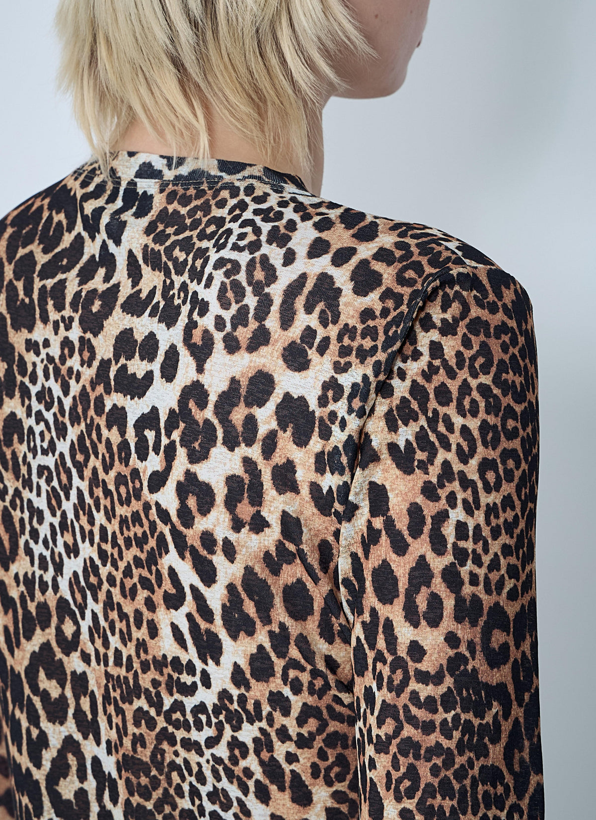 Ganni ladies Mesh Top Leopard Print Shirt brown black animal