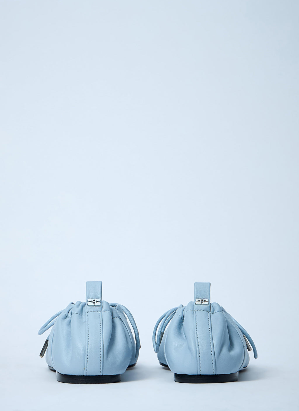 Ganni ladies Eyelets Lace Up Ballerina flats shoes baby blue leather