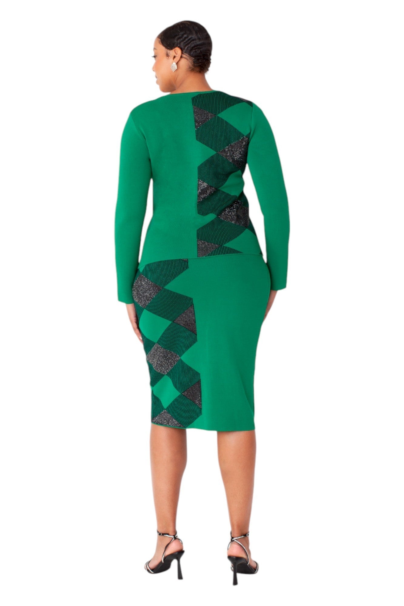 Geometric Knit Two-Piece Set- 5365 skirt suit church career