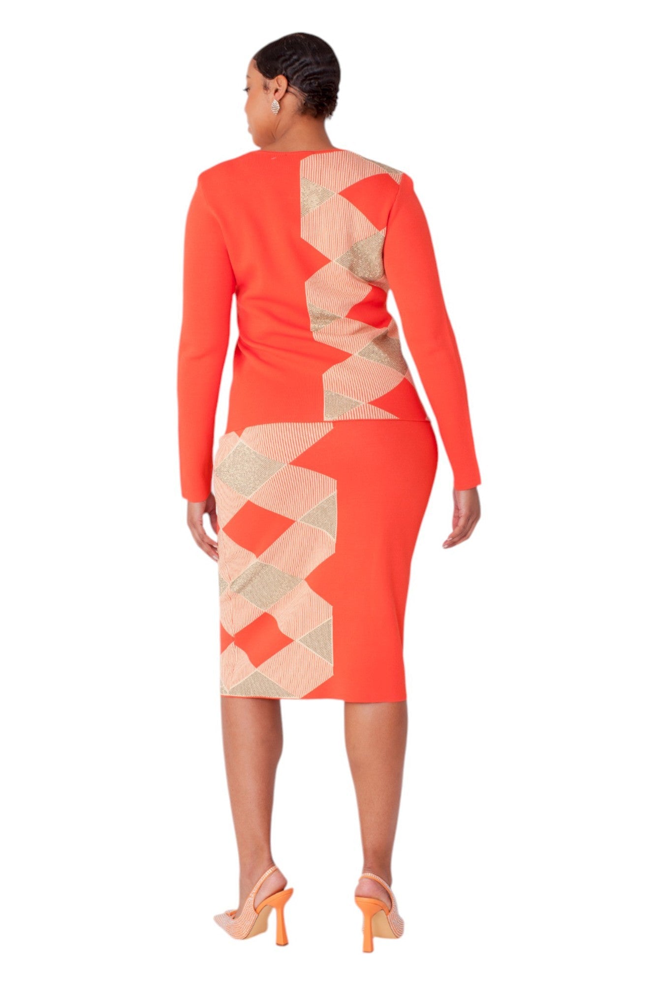 Geometric Knit Two-Piece Set- 5365 skirt suit church career