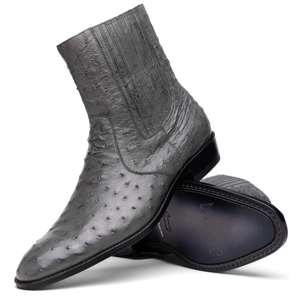 Giorgio Serpentine Gray genuine ostrich quill boots zip men's Milano