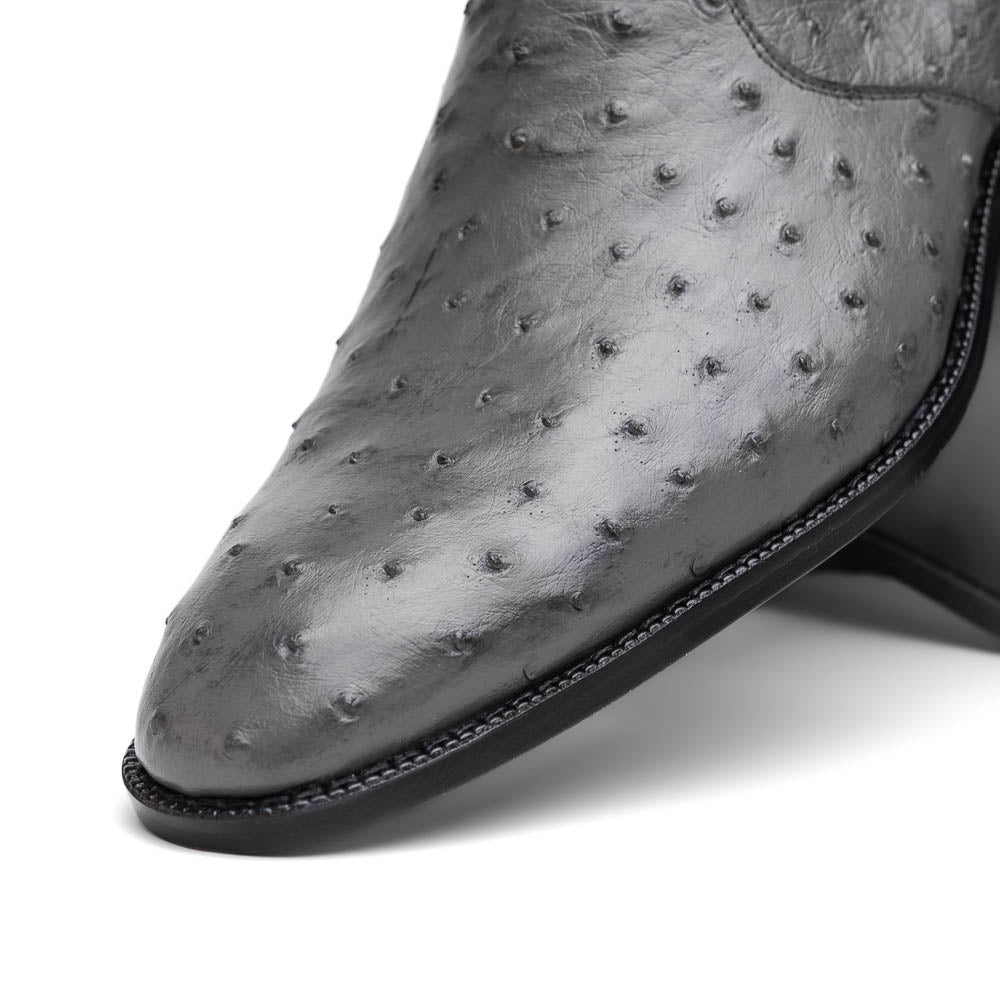 Giorgio Serpentine Gray genuine ostrich quill boots zip men's Milano