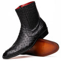 Giorgio Black ostrich quill boots men's casual dress Milano leather