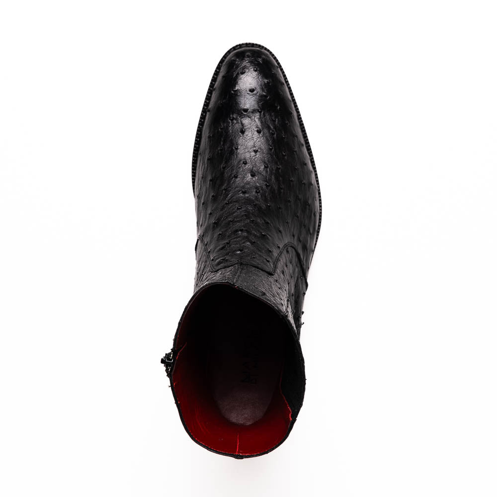 Giorgio Black ostrich quill boots men's casual dress Milano leather