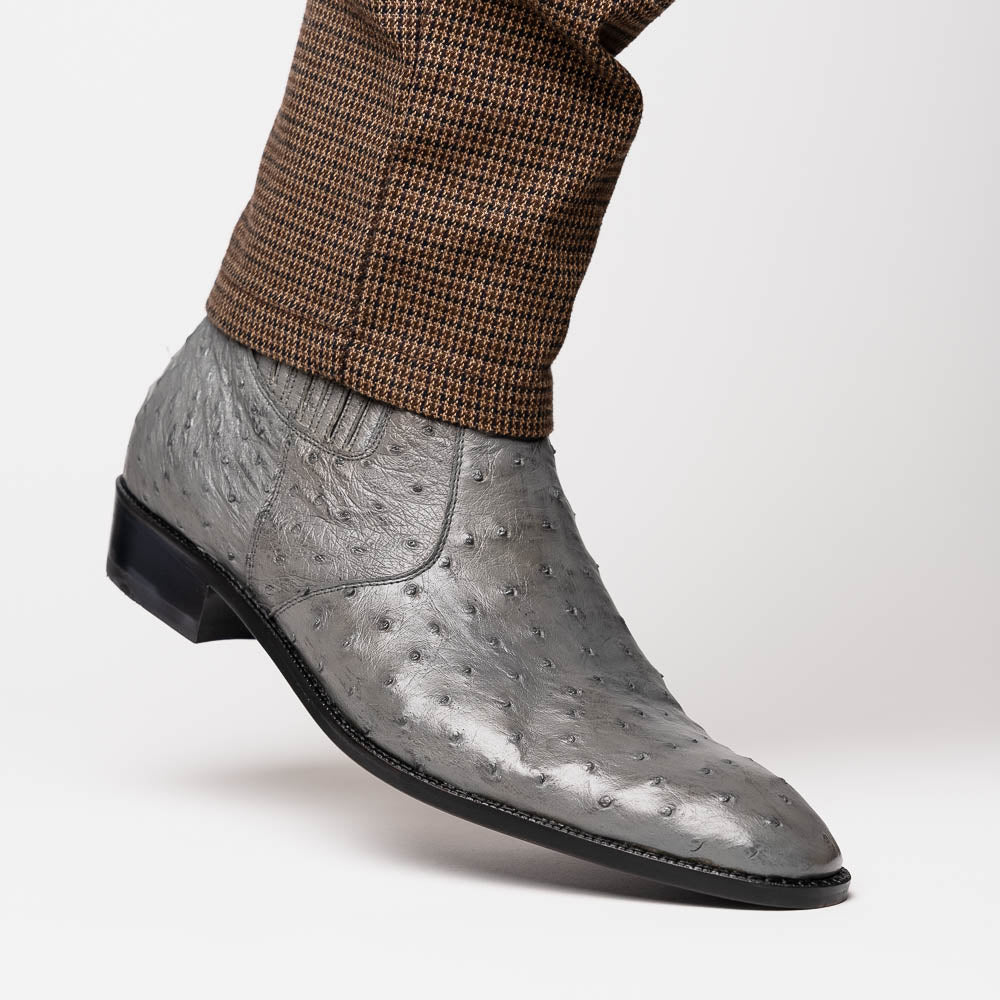 Giorgio Serpentine Gray genuine ostrich quill boots zip men's Milano