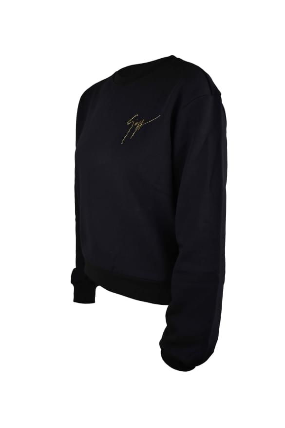 Giuseppe Zanotti Ladies Sweatshirt pullover gold rhinestone logo Italy