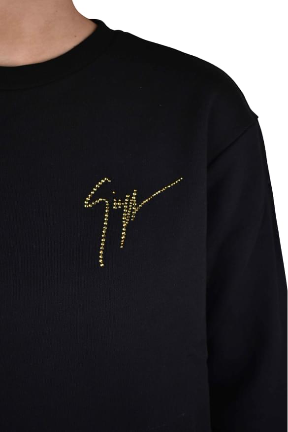 Giuseppe Zanotti Ladies Sweatshirt pullover gold rhinestone logo Italy