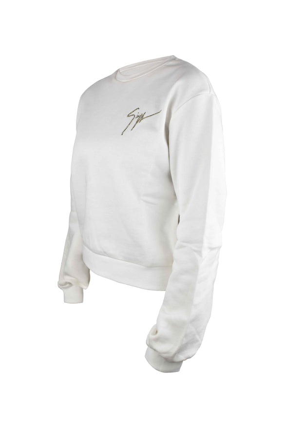 Giuseppe Zanotti ladies Sweatshirt White rhinestone logo pullover