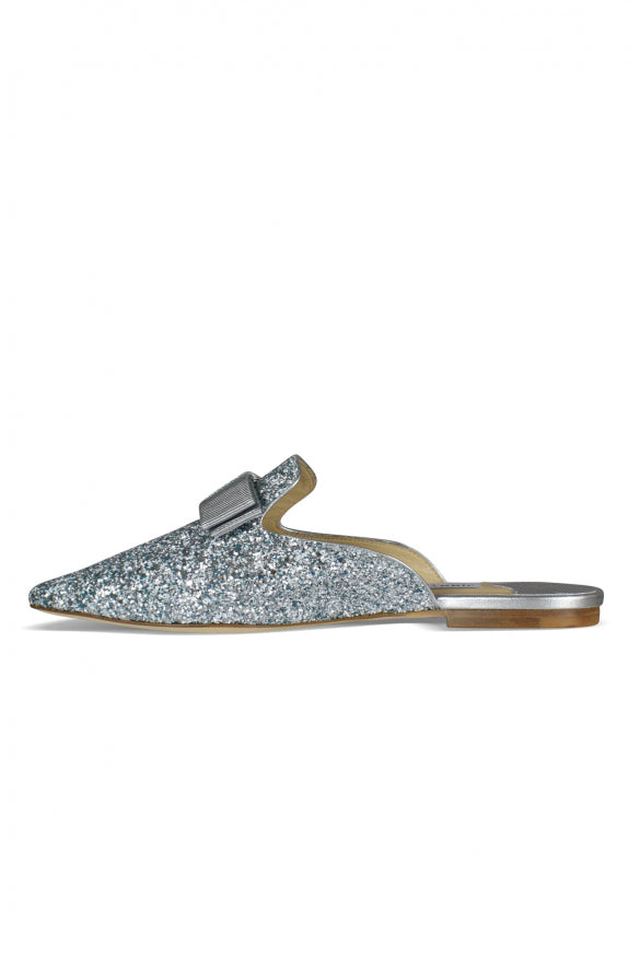 Jimmy Choo ladies flats slides mules Slippers Jimmy Choo silver glitter