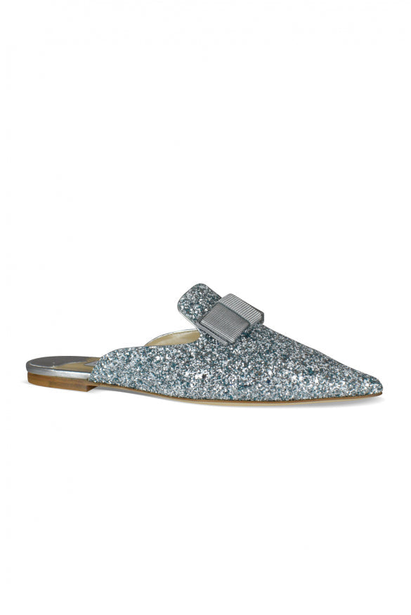 Jimmy Choo ladies flats slides mules Slippers Jimmy Choo silver glitter