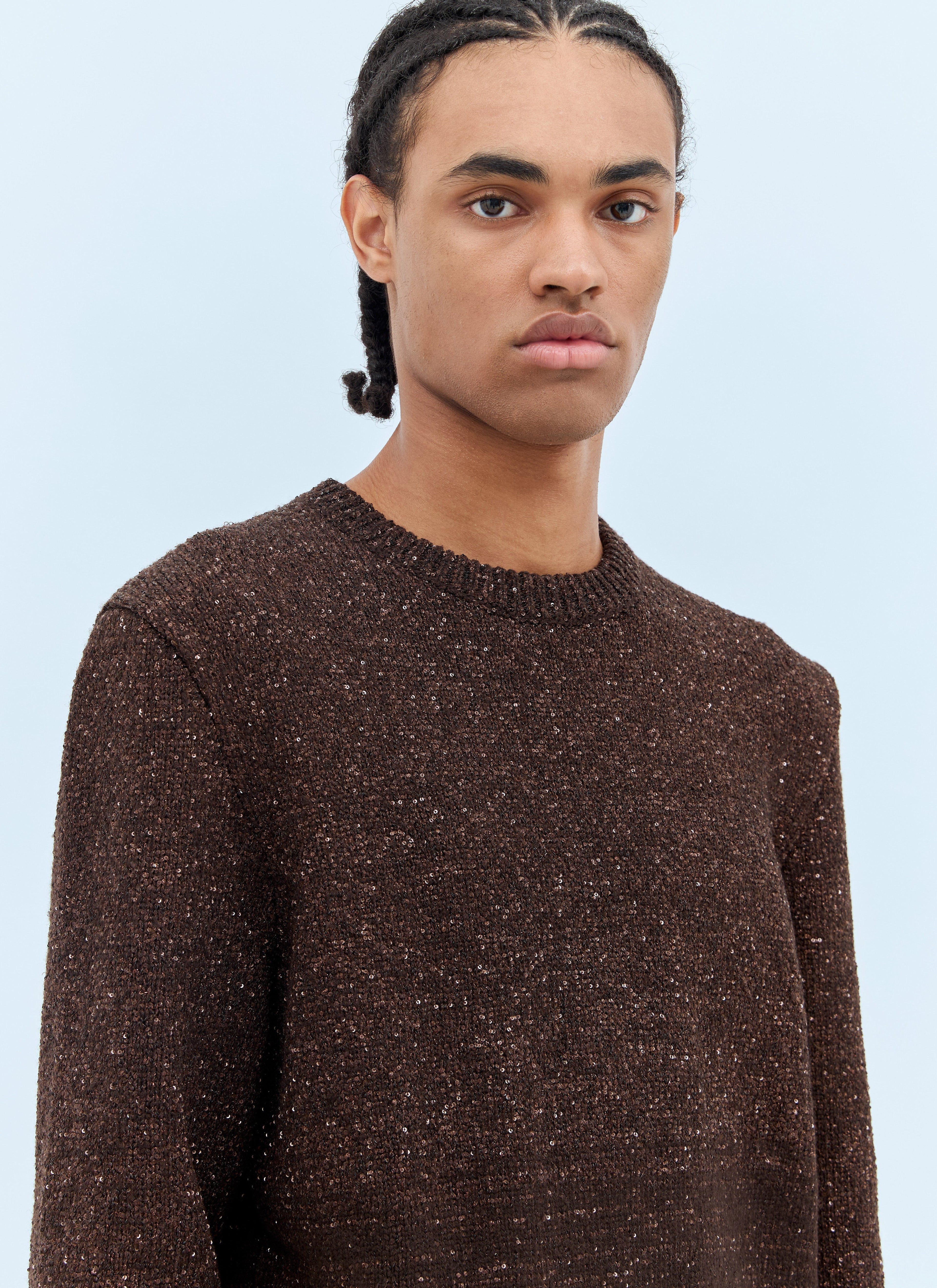 Gucci Men's Sequin sparkle Crewneck Sweater brown cashmere wool