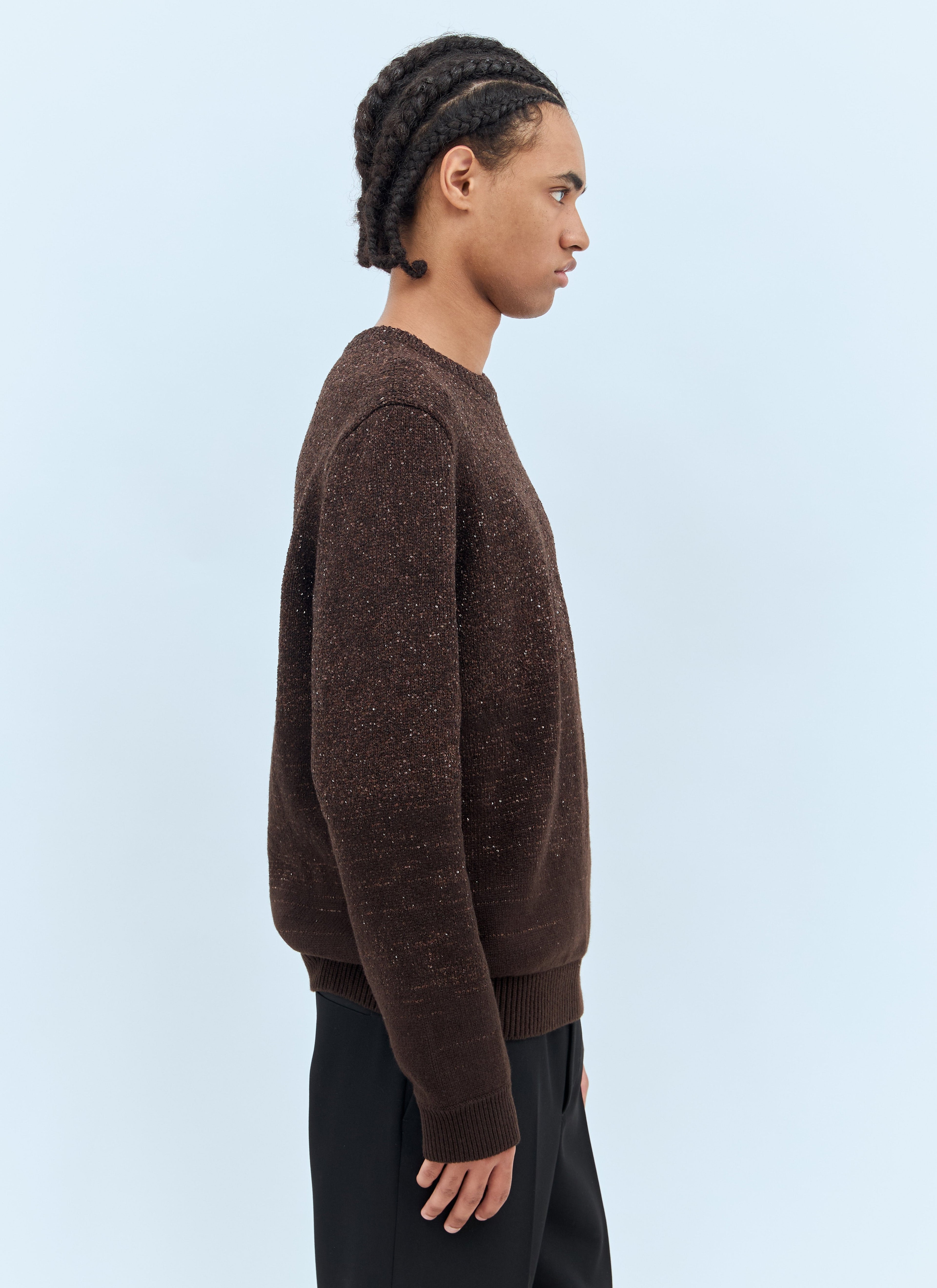 Gucci Men's Sequin sparkle Crewneck Sweater brown cashmere wool