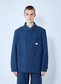 Gucci Men's Cotton Jacquard Jacket With GG logo Shadow blue