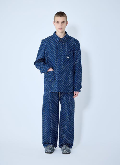 Gucci Men's Cotton Jacquard Jacket With GG logo Shadow blue shacket