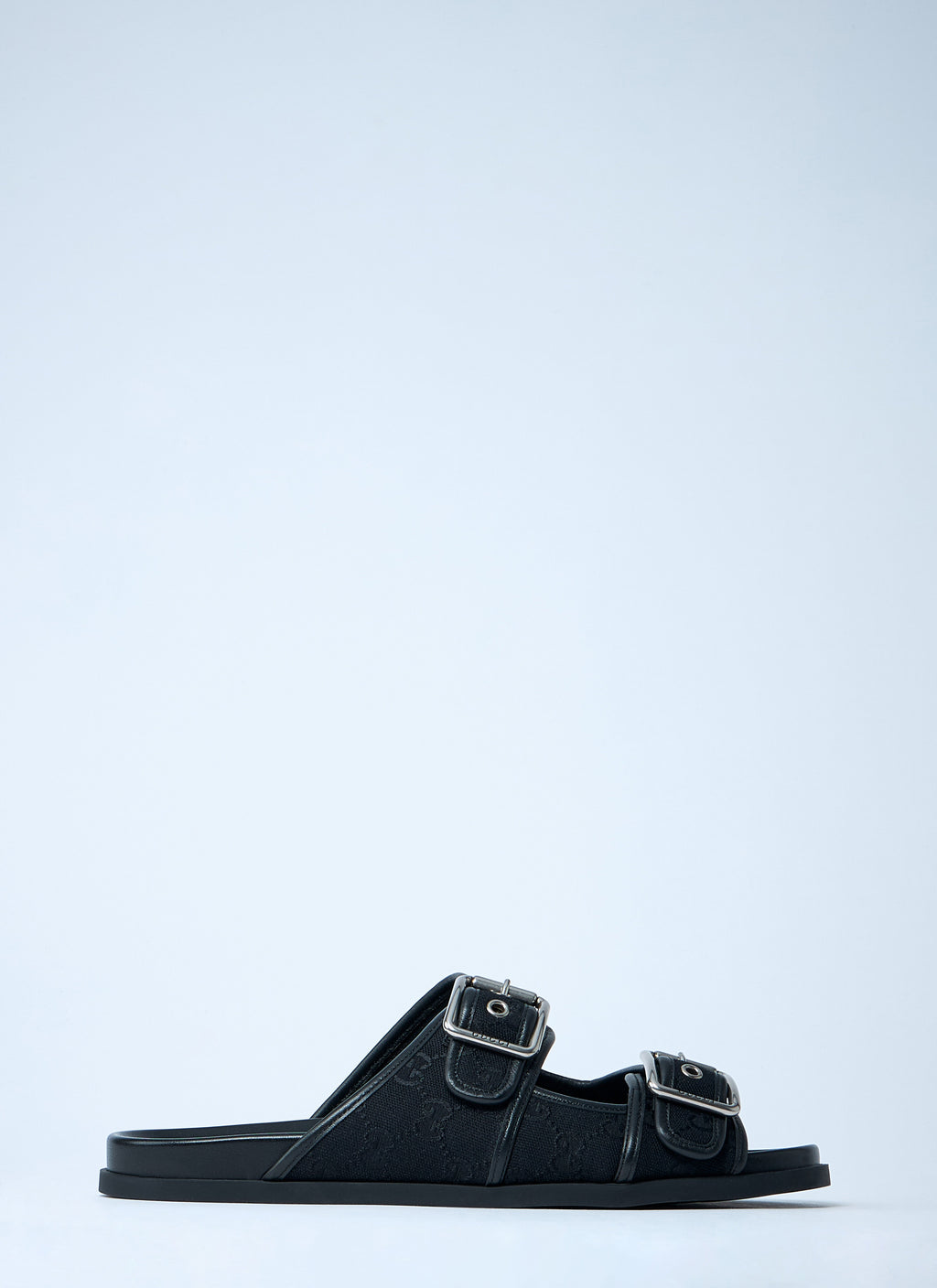 Gucci Men's GG Slide Sandals With Buckles beach black