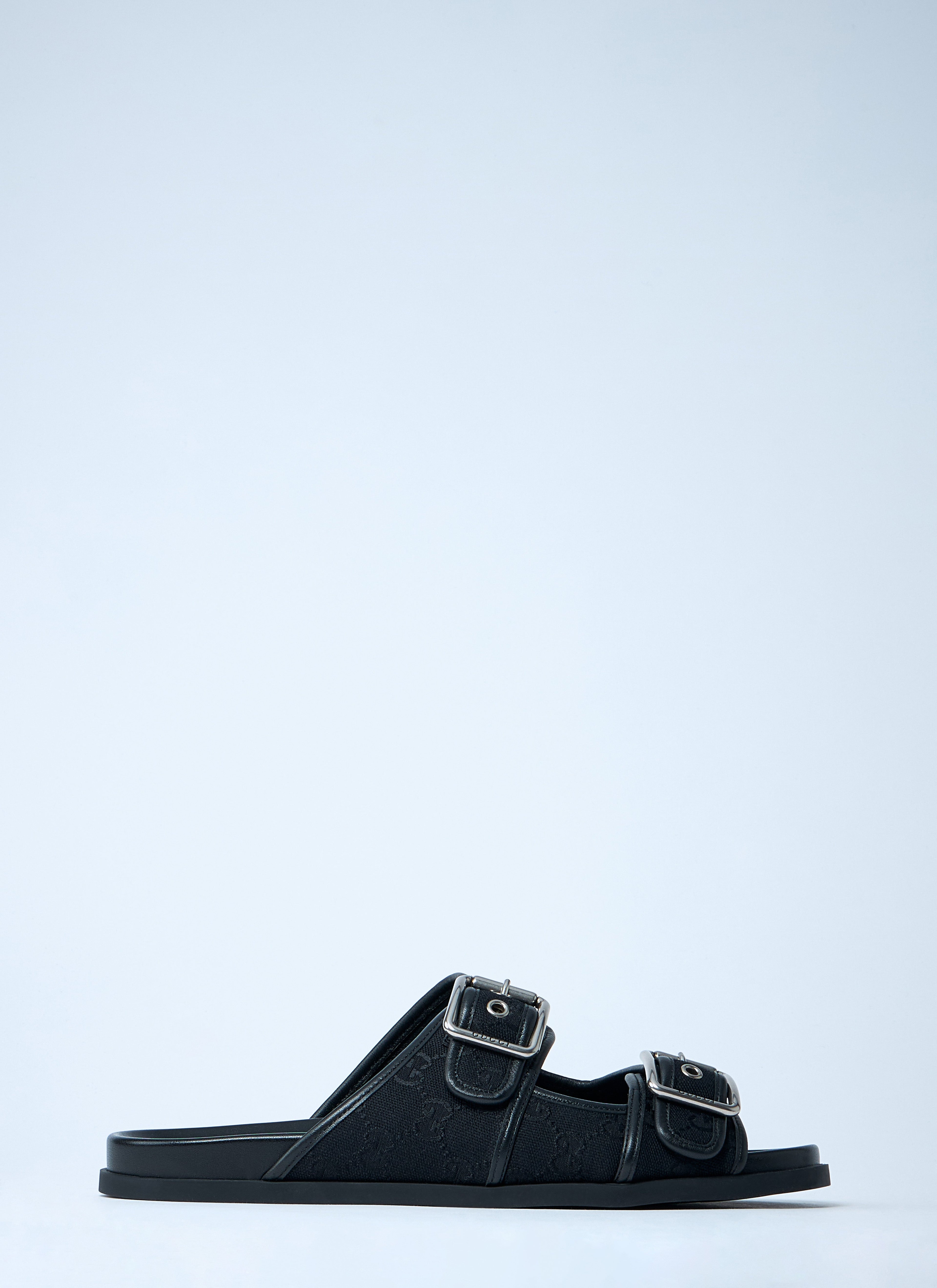 Gucci Men's GG Slide Sandals With Buckles beach black