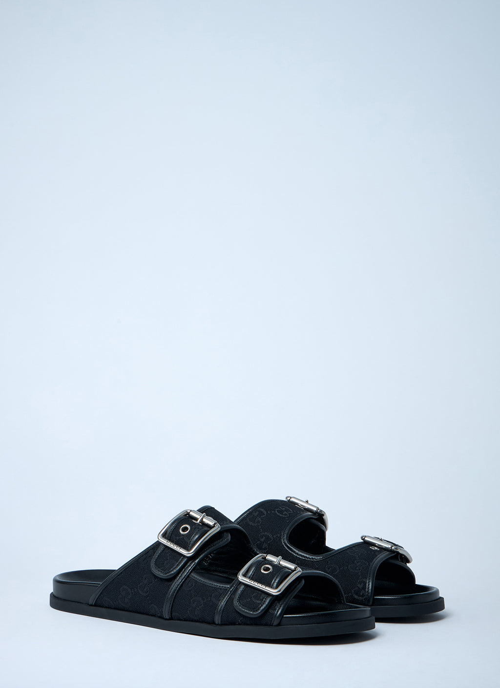 Gucci Men's GG Slide Sandals With Buckles beach black