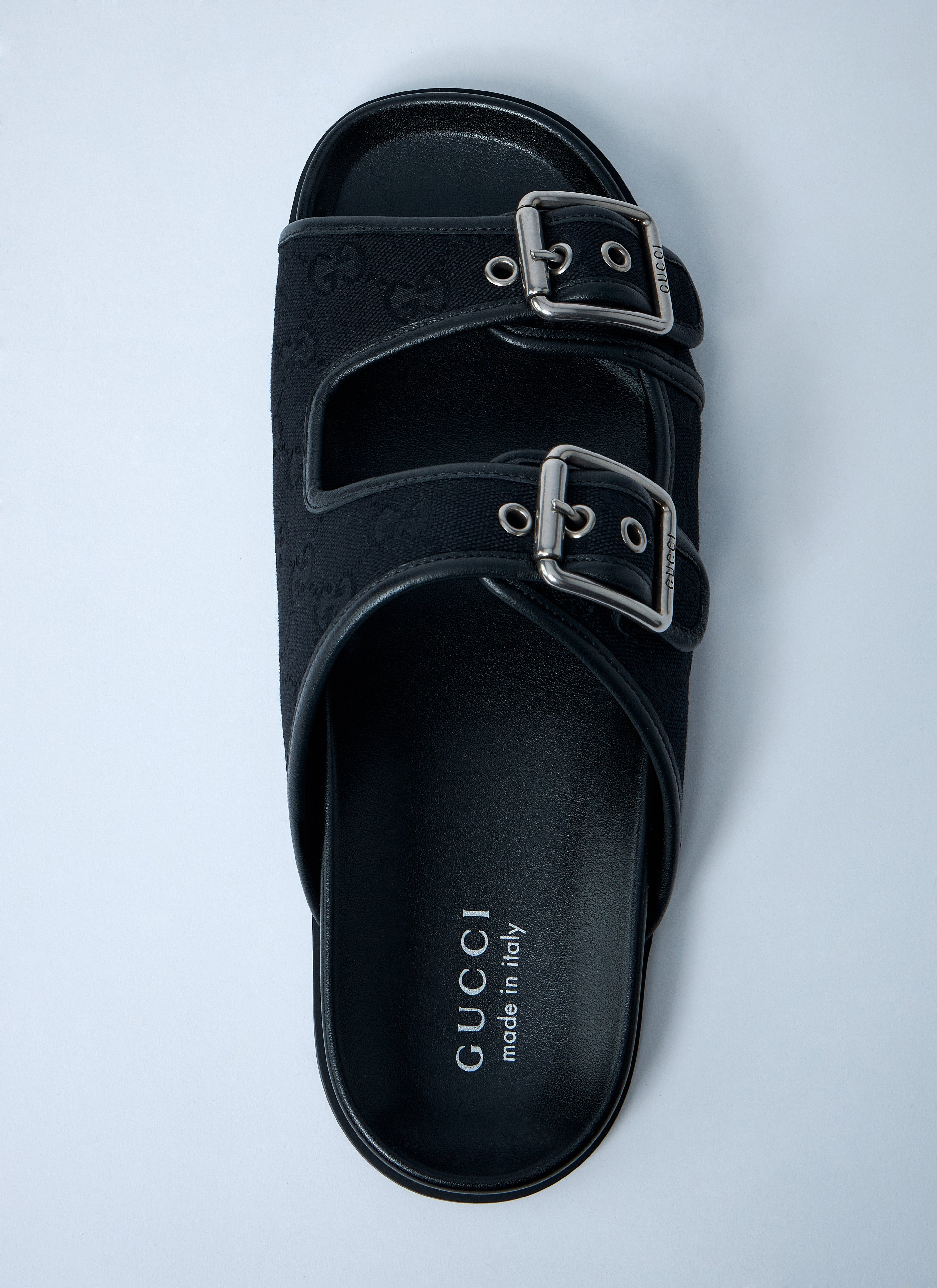 Gucci Men's GG Slide Sandals With Buckles beach black