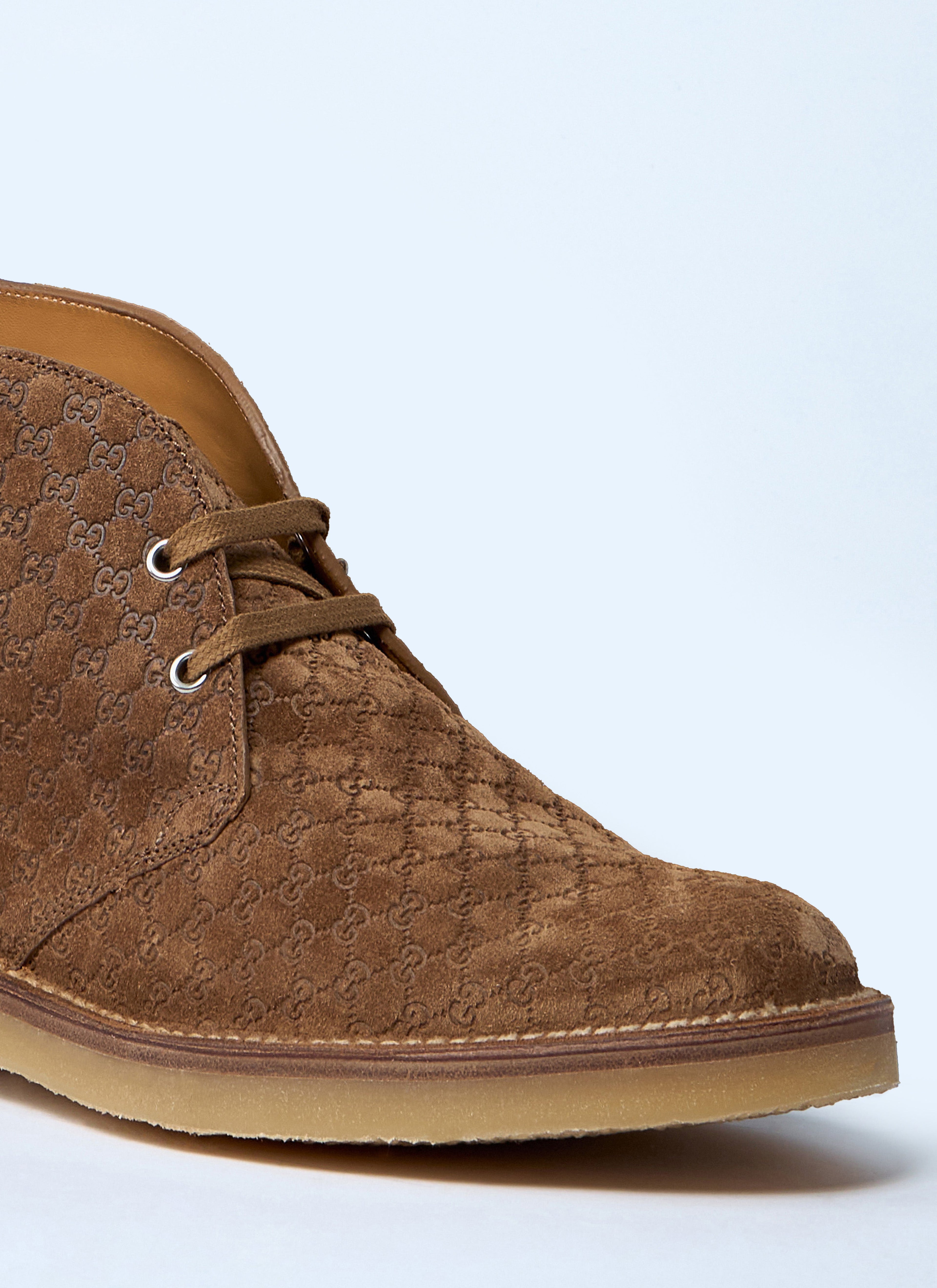 Gucci Men's GG Suede leather ankle Boots chukka lace-up shoes