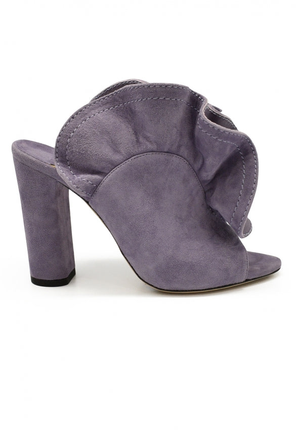 Jimmy Choo ladies Haile 100 Mules suede ruffle heels shoes purple shoes