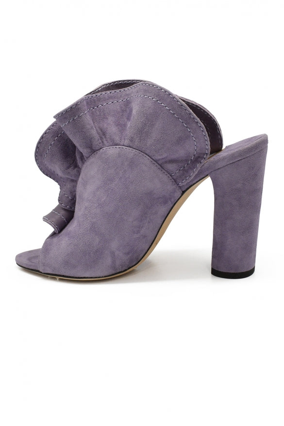 Jimmy Choo ladies Haile 100 Mules suede ruffle heels shoes purple shoes