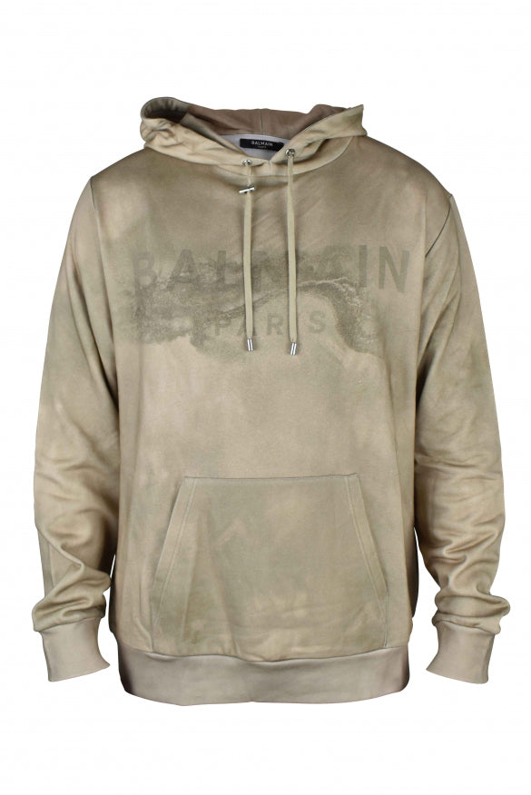 Balmain Paris Men's Sweatshirt pullover beige hoodie graphic logo