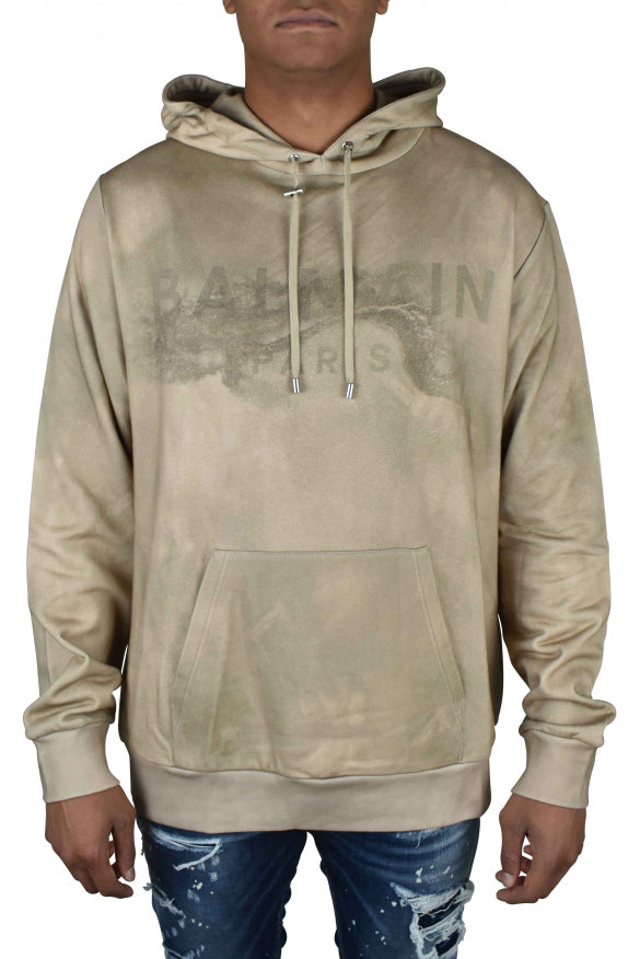Balmain Paris Men's Sweatshirt pullover beige hoodie graphic logo