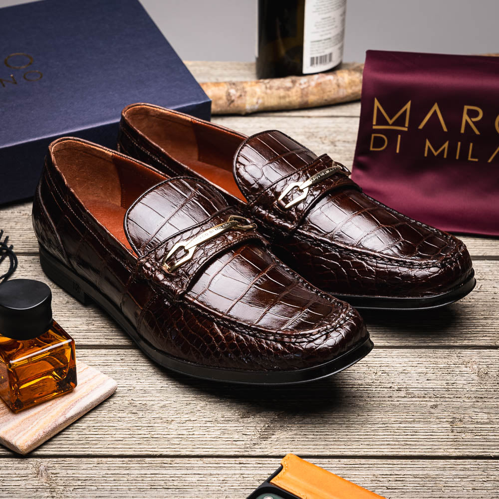 Milan genuine alligator skin bit loafers men's Milano dress casual shoes
