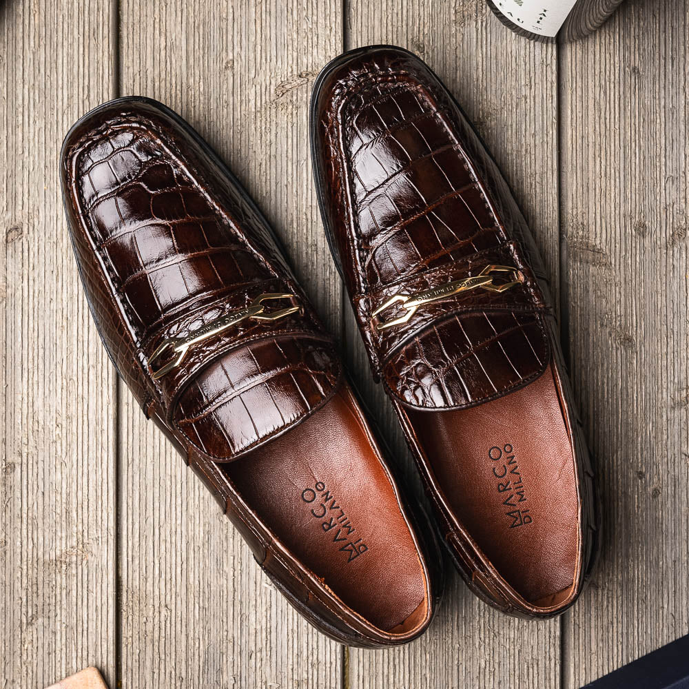 Milan genuine alligator skin bit loafers men's Milano dress casual shoes