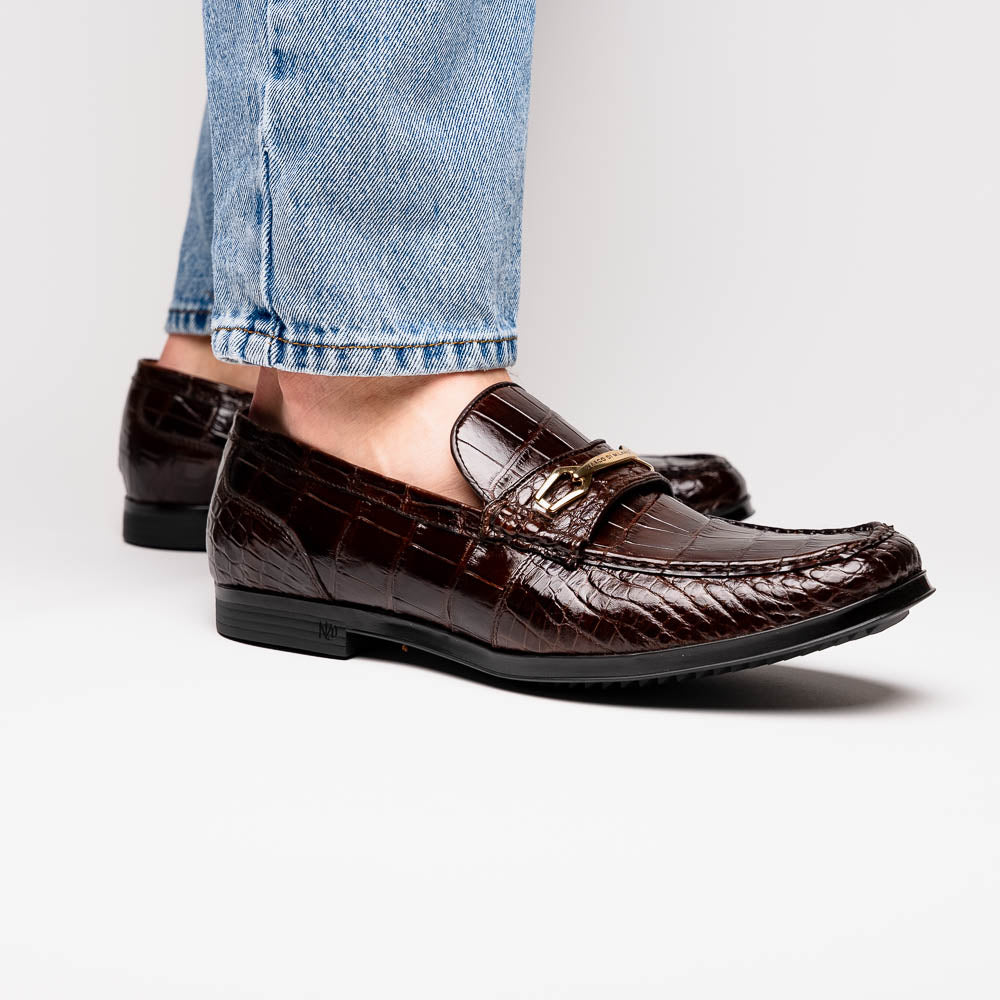 Milan genuine alligator skin bit loafers men's Milano dress casual shoes