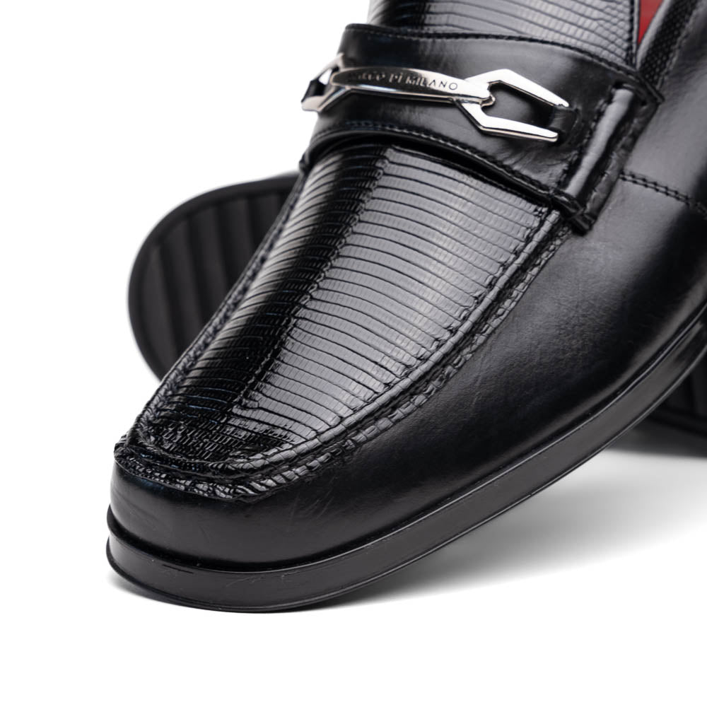 Ravello Black Lizard/Calfskin loafers dress shoes men's