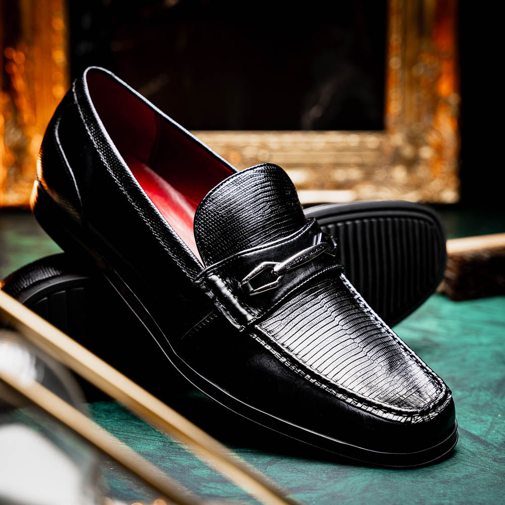 Ravello Black Lizard/Calfskin loafers dress shoes men's