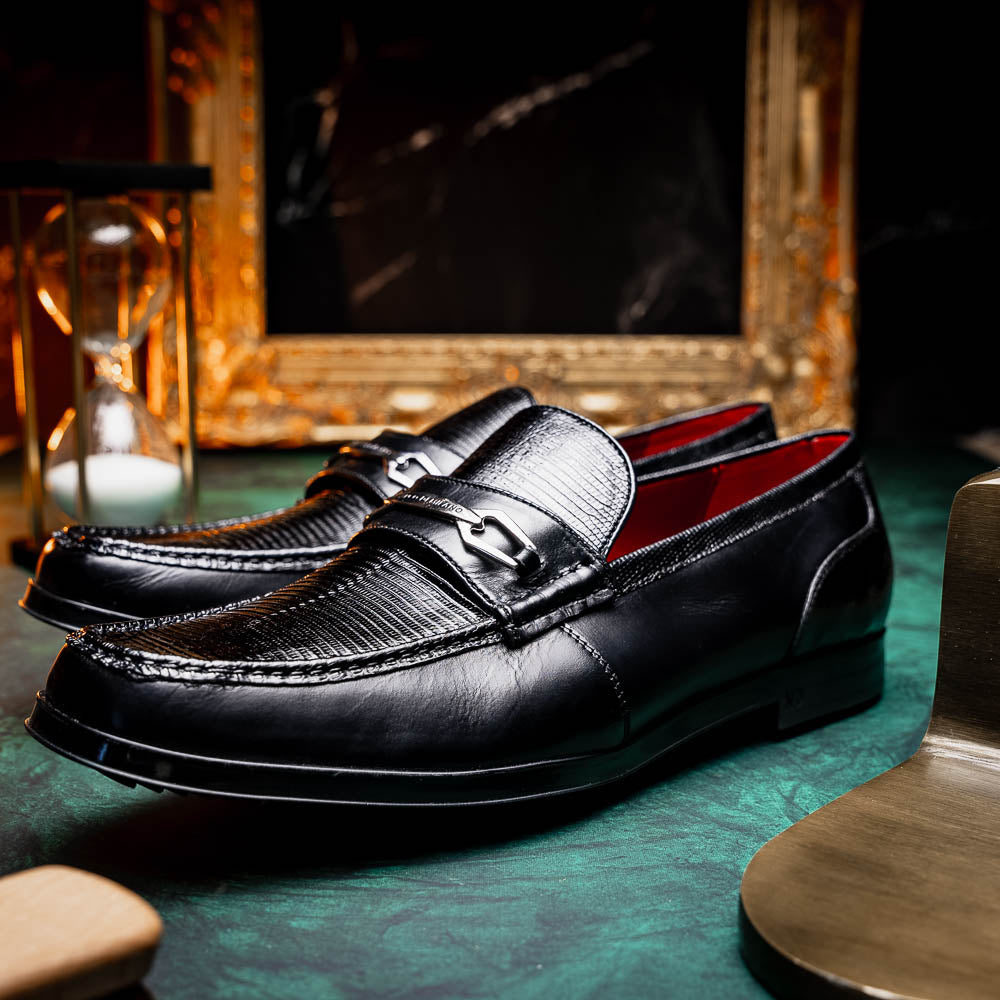 Ravello Black Lizard/Calfskin loafers dress shoes men's